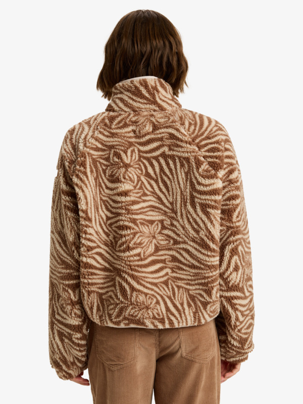 3 Blurry Cloud Print - Relaxed fleece met rits voor Dames Beige ERJPF03236 Roxy