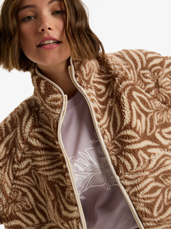6 Blurry Cloud Print - Relaxed fleece met rits voor Dames Beige ERJPF03236 Roxy