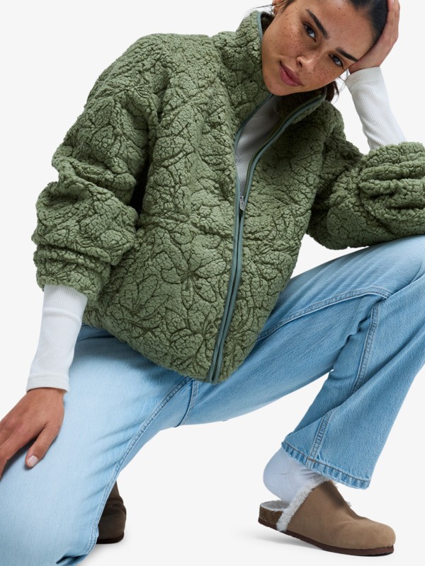 3 Blurry Cloud - Giacca in pile da Donna Green ERJPF03272 Roxy