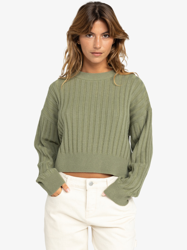 5 Exploring Diary - Sweater met ronde hals voor Dames Green ERJSW03615 Roxy