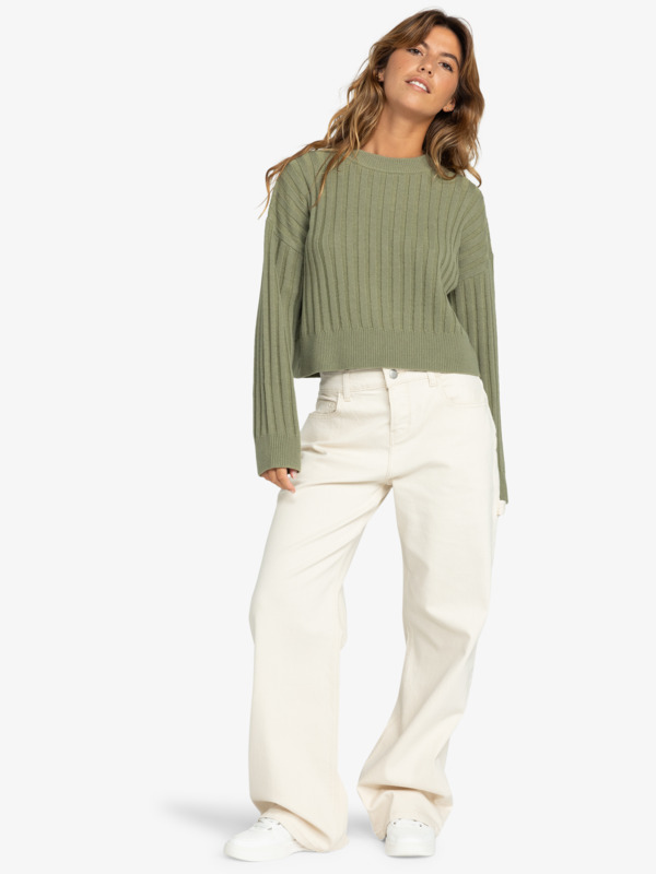 7 Exploring Diary - Sweat à col rond pour Femme Vert ERJSW03615 Roxy