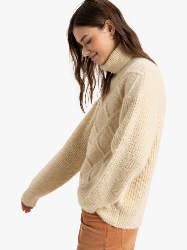 6 Picture Moment - Turtle Neck Sweater for Women Beige ERJSW03622 Roxy