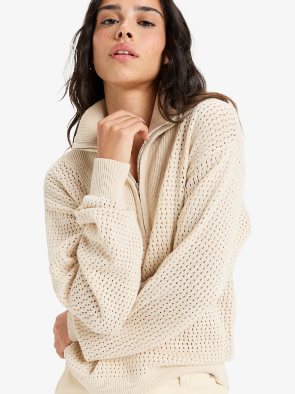 6 Memories Of Sun - Pullover mit Reißverschluss-Kragen für Frauen Beige ERJSW03641 Roxy