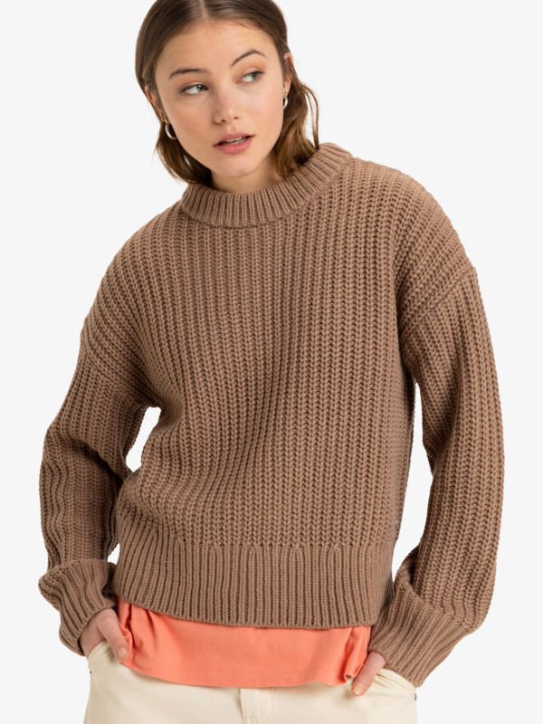 1 Coming Home - Crew Neck Sweater para Mulher Marrom ERJSW03649 Roxy