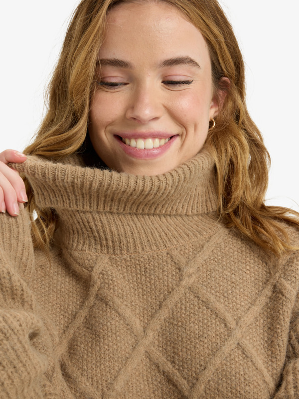 4 Picture Moment - Turtle Neck Jumper for Women Brown ERJSW03667 Roxy