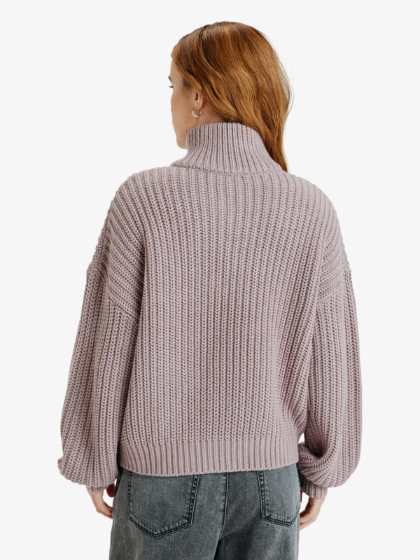 3 Home Again - Half Zip Mock Neck Jumper for Women Purple ERJSW03668 Roxy