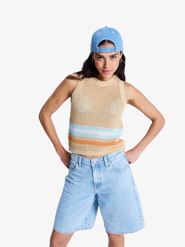 0 Sandy Shells - Top de punto para mujer Beige ERJSW03694 Roxy