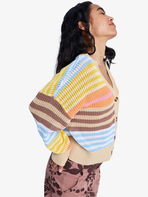 1 Cosmic Coast Stripes - Jersey Abierto con Botones para mujer Blanco ERJSW03695 Roxy