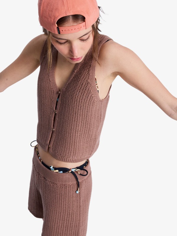 2 Beach Bungalow - Knit strappy Top for Women Brown ERJSW03696 Roxy