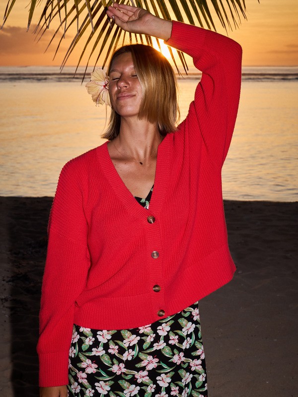 0 Cosmic Coast - Jersey Abierto con Botones para mujer Rojo ERJSW03698 Roxy