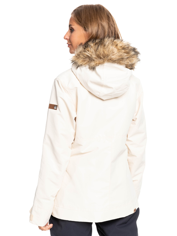 Roxy shelter ski jacket with faux fur hood in cream online