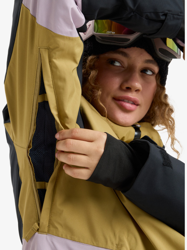 6 Stormdash 20K - Funktionelle Snow-Jacke mit Kapuze für Frauen Beige ERJTJ03520 Roxy
