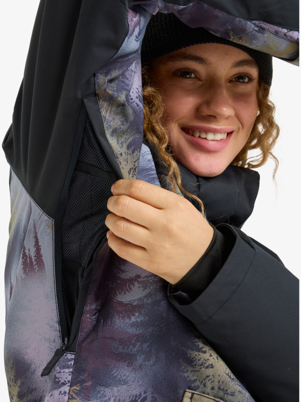 7 Roxy Jetty Block 10K - Funktionelle Snow-Jacke mit Kapuze für Frauen Grau ERJTJ03528 Roxy