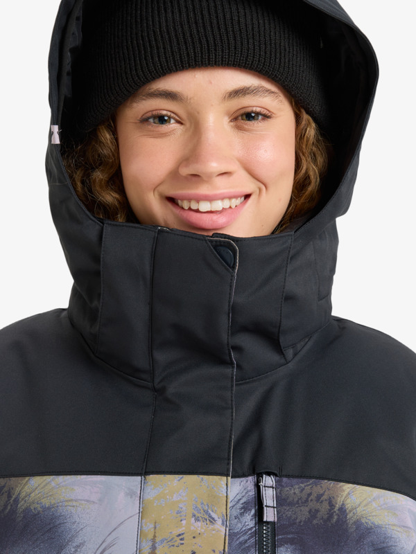 12 Roxy Jetty Block 10K - Funktionelle Snow-Jacke mit Kapuze für Frauen Grau ERJTJ03528 Roxy