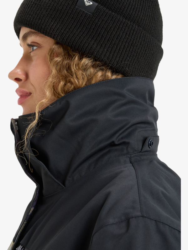 13 Roxy Jetty Block 10K - Funktionelle Snow-Jacke mit Kapuze für Frauen Grau ERJTJ03528 Roxy