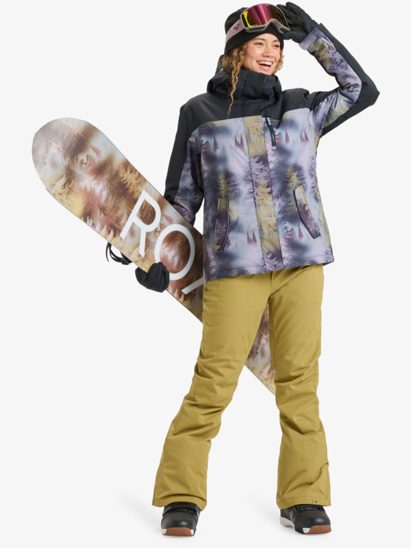 2 Roxy Jetty Block 10K - Funktionelle Snow-Jacke mit Kapuze für Frauen Grau ERJTJ03528 Roxy
