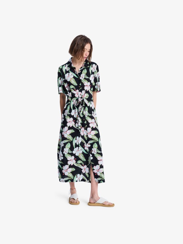 0 Island Escape - Midi Dress for Women Black ERJWD03865 Roxy