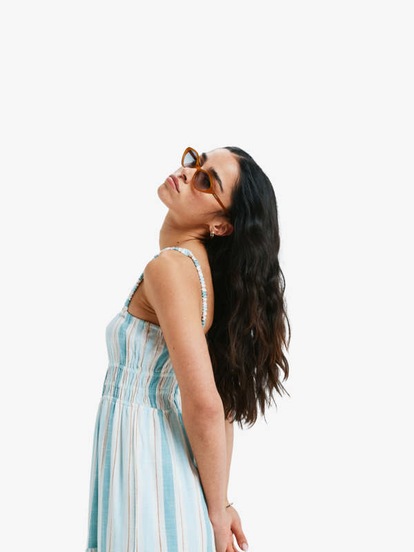 6 Sunshine Coastline Stripe - Strappy Midi Dress for Women White ERJWD03931 Roxy