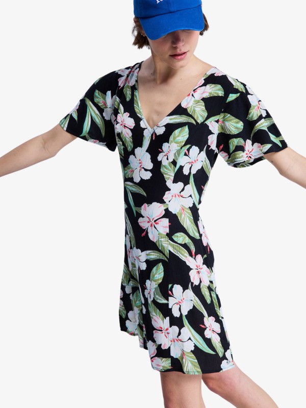 1 Fresh Breeze Mini - Vestido de Manga Corta para mujer Negro ERJWD03943 Roxy