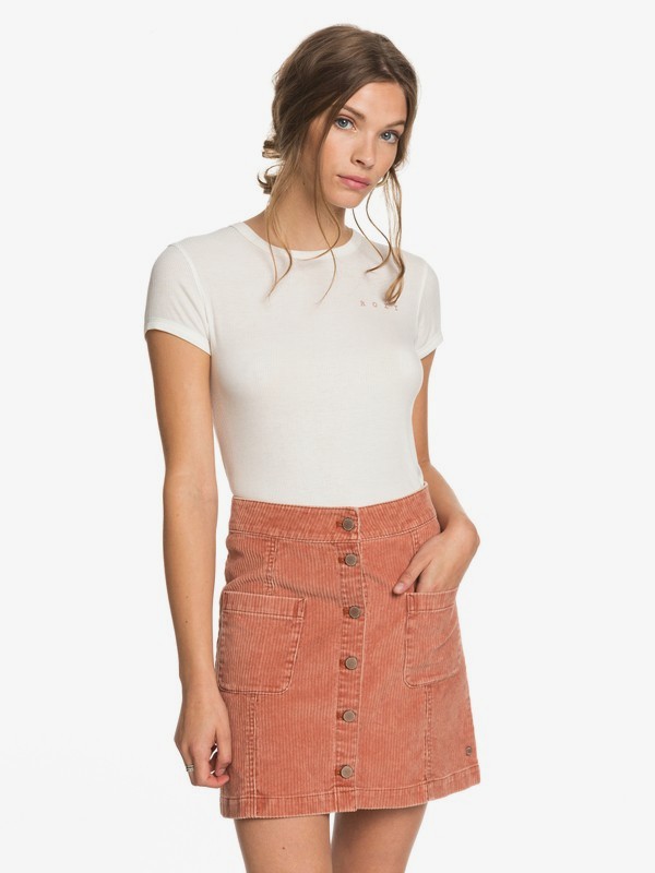 0 Warning Sign - Buttoned Corduroy Skirt for Women Orange ERJWK03090 Roxy