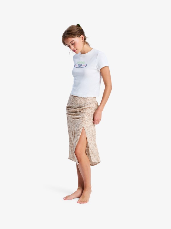 3 Sense Of Secret - Midi Slip Skirt for Women Beige ERJWK03186 Roxy