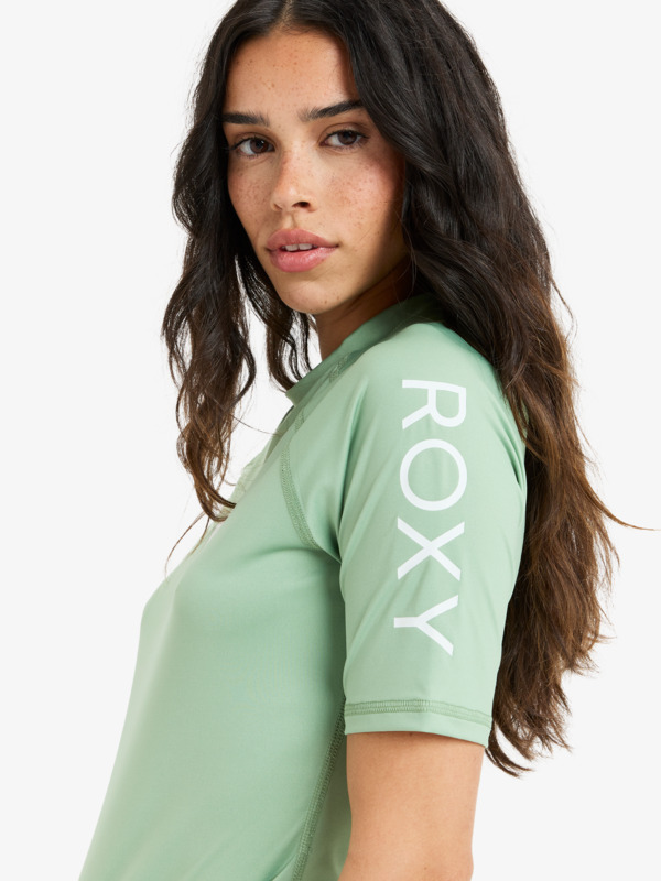 4 Whole Hearted - Short Sleeve Rash Vest for Women Green ERJWR03548 Roxy