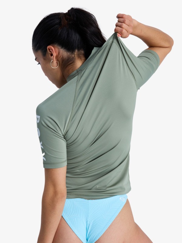 3 Whole Hearted - Short Sleeve Rash Vest for Women Green ERJWR03548 Roxy