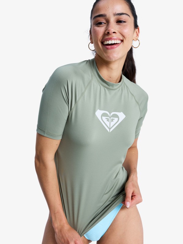 0 Whole Hearted - Short Sleeve Rash Vest for Women Green ERJWR03548 Roxy