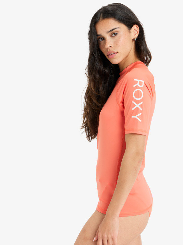 1 Whole Hearted - Short Sleeve Rash Vest for Women Orange ERJWR03548 Roxy