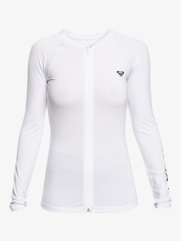 5 New Essentials - Long Sleeve Zip-Up Rash Vest for Women White ERJWR03696 Roxy