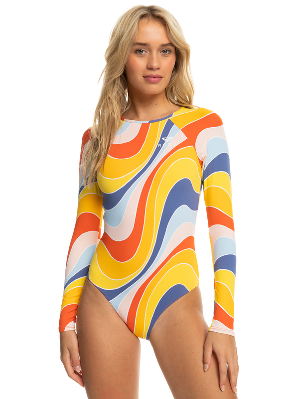 0 Palm Cruz - Long Sleeve One-Piece Swimsuit for Women  ERJWR03709 Roxy