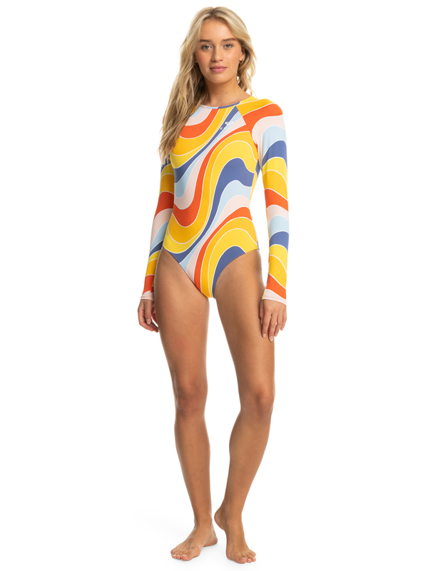 3 Palm Cruz - Long Sleeve One-Piece Swimsuit for Women  ERJWR03709 Roxy