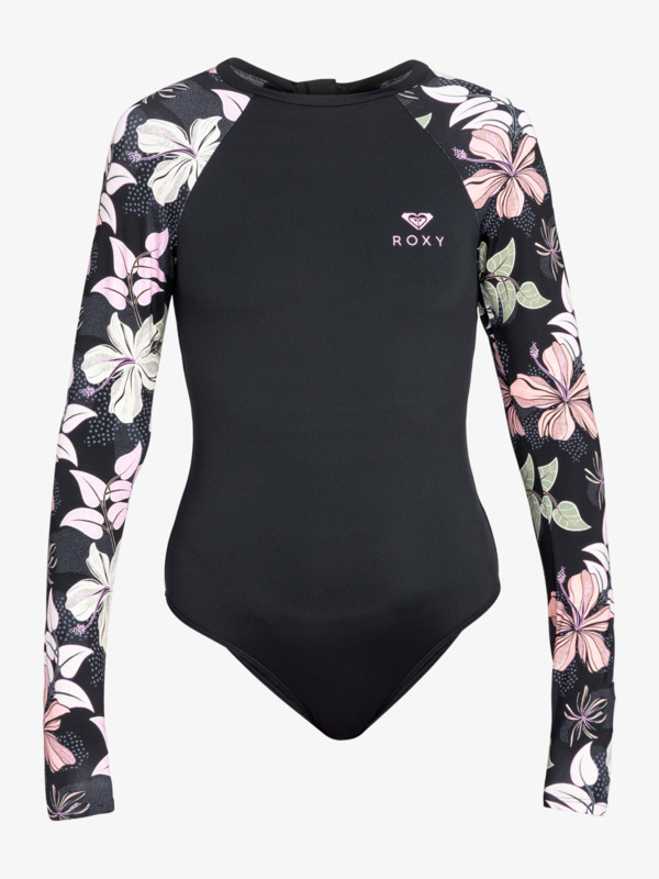 5 Sunny Floral   - Long Sleeves One-Piece Swimsuit for Women Black ERJWR03781 Roxy