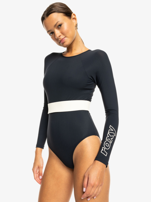 8 Roxy Active   - Fato de banho de mangas compridas para Mulher Preto ERJWR03800 Roxy