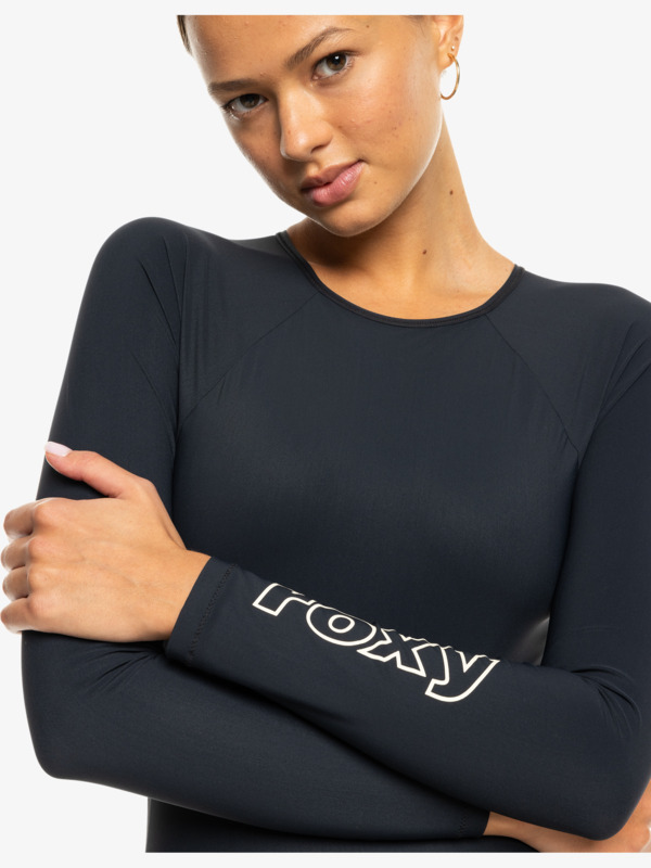 9 Roxy Active   - Long Sleeves One-Piece Swimsuit for Women Black ERJWR03800 Roxy