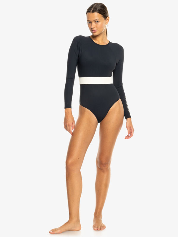 10 Roxy Active   - Long Sleeves One-Piece Swimsuit for Women Black ERJWR03800 Roxy