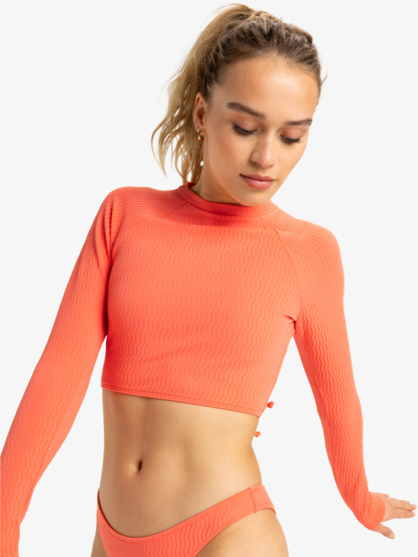 0 Lagos - Langärmliges Surf-Top mit Cropped Fit für Frauen Orange ERJWR03835 Roxy