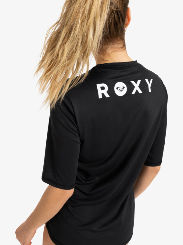 3 Happy Waves - Short Sleeve Rash Vest for Women Black ERJWR03850 Roxy