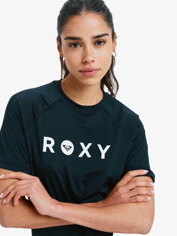 3 Essential - Short Sleeve Rash Vest for Women Black ERJWR03879 Roxy