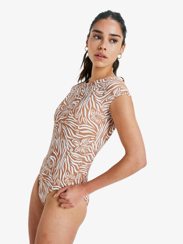 1 Wild Thang - Maillot une pièce à manches courtes pour Femme Marron ERJWR03891 Roxy