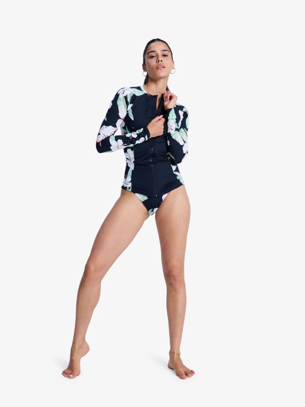 3 Ls Zip Lycra - Zipped Long Sleeve Rash Vest for Women Black ERJWR03898 Roxy