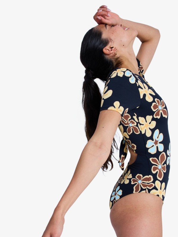 1 Sun Babe - Maillot une pi&egrave;ce &agrave; manches courtes pour Femme Noir ERJWR03901 Roxy