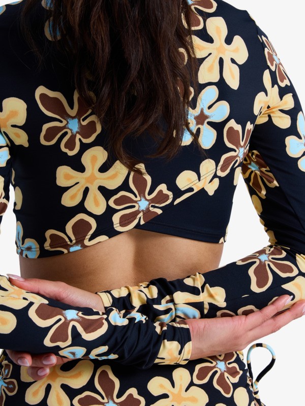 1 The Beach Babe - Cropped Rash Vest met Lange Mouw voor Dames Black ERJWR03902 Roxy