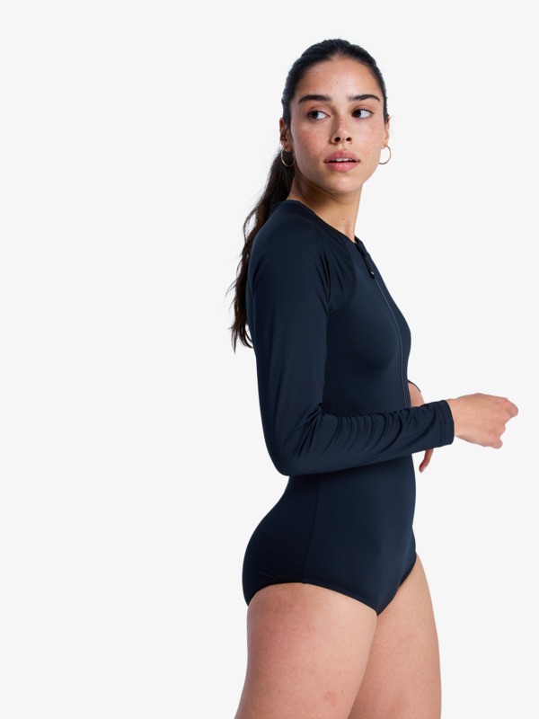 1 Essentials - Maillot de bain une pièce à manches longues avec zip dos pour Femme Noir ERJWR03906 Roxy
