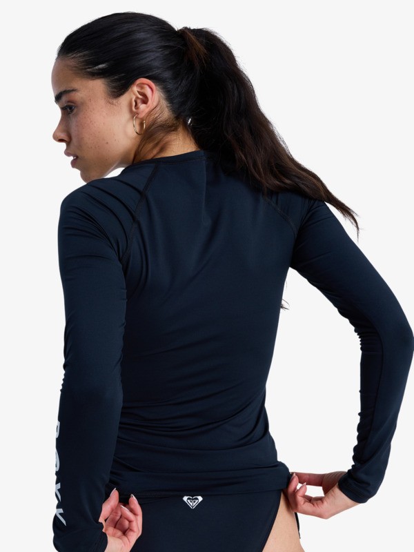 4 Essentials - Zipped Long Sleeve Rash Vest for Women Black ERJWR03910 Roxy