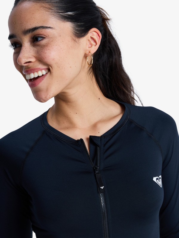 2 Essentials - Zipped Long Sleeve Rash Vest for Women Black ERJWR03910 Roxy