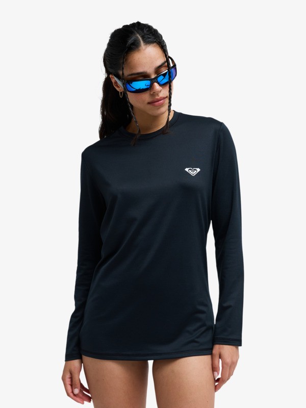 0 Happy Waves - Long Sleeve Rash Vest for Women Black ERJWR03911 Roxy