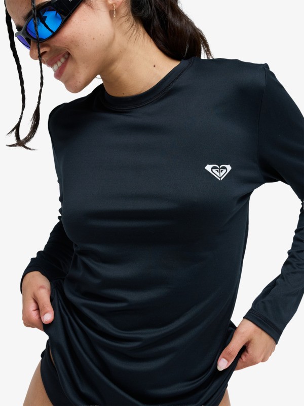 2 Happy Waves - Long Sleeve Rash Vest for Women Black ERJWR03911 Roxy