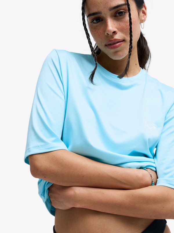 3 Happy Waves - Kurzarm-Rashguard f&uuml;r Frauen Gr&uuml;n ERJWR03913 Roxy