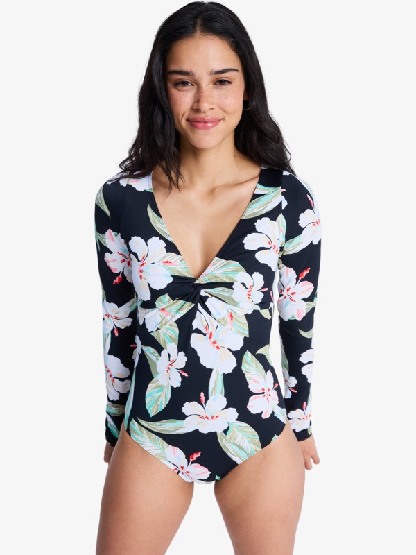 0 Beach Classic - Long Sleeve One-Piece Swimsuit for Women Black ERJWR03923 Roxy